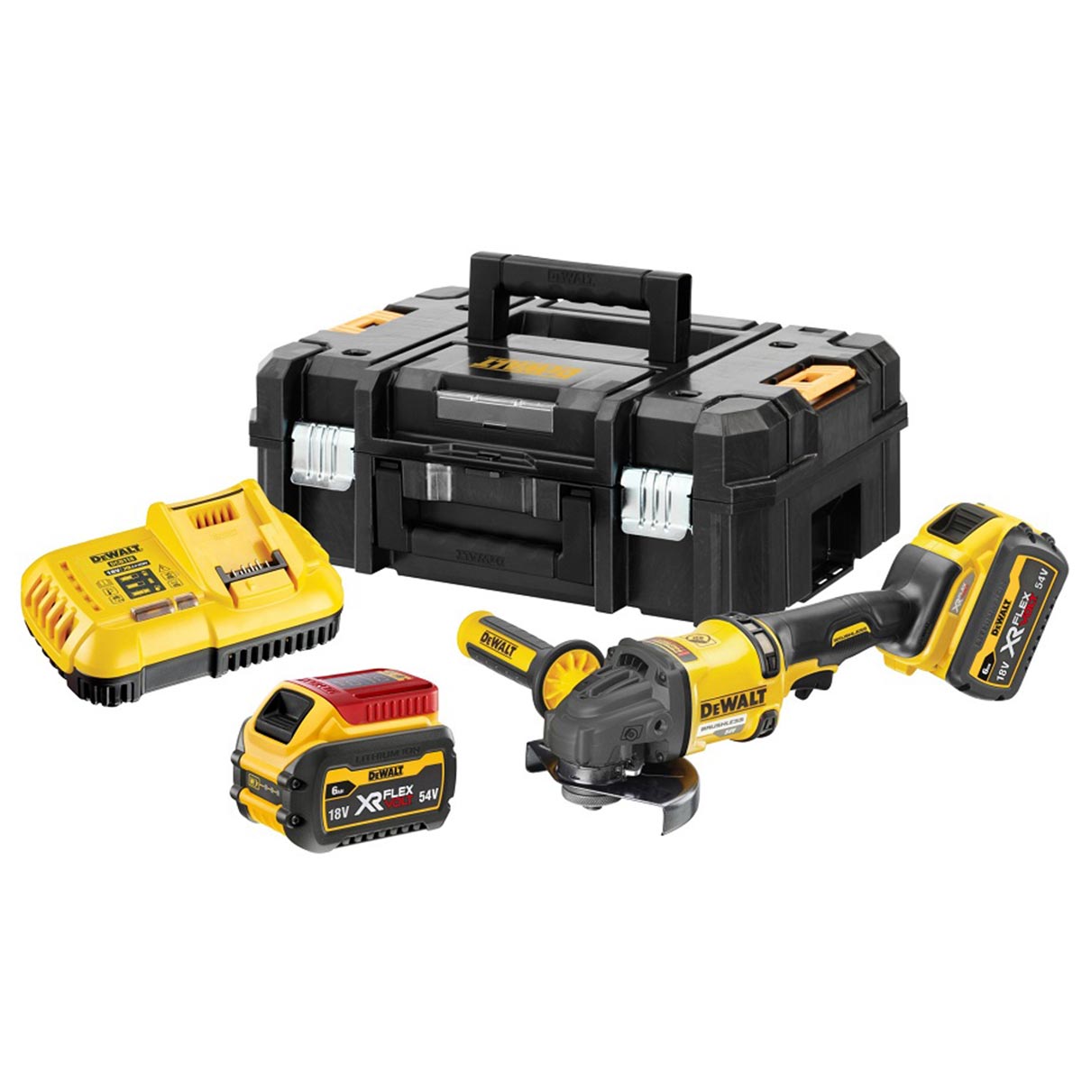 125mm 54V XR FLEXVOLT High Power Angle Grinder BRUSHLESS Motor in TSTACK CASE and ACCESSORIES - DeWALT - DCG418T2-QW 125mm 54V XR FLEXVOLT High Power Angle Grinder BRUSHLESS Motor in TSTACK CASE and ACCESSORIES - DeWALT - DCG418T2-QW
